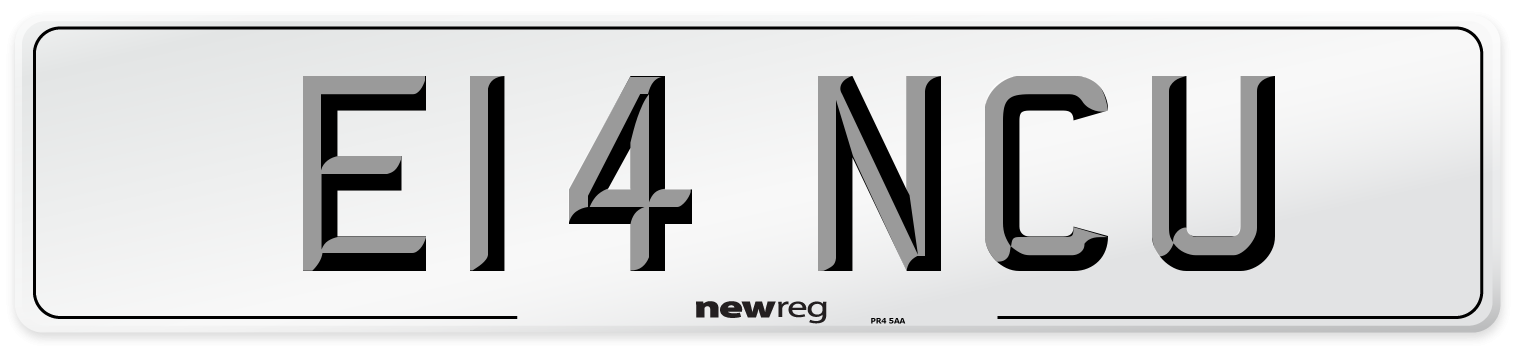 E14 NCU Number Plate from New Reg
